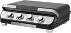 4 Burner Gas BBQ Plancha Grill 10kw Output Power with Detachable Trolley - Gas Bottle Regulator - Cover