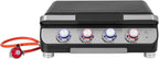 4 Burner Gas BBQ Plancha Grill 10kw Output Power with Detachable Trolley - Gas Bottle Regulator - Cover