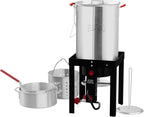 FEASTO 30 Qt Aluminum Turkey Fryer with Basket & 10QT Fish Fryer Kit, 50,000 BTU Outdoor Propane Burner, CSA Certified, Auto Ignition, 10PSI Regulator & Hose