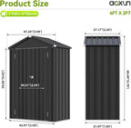 Aoxun Outdoor Storage Shed, 3' x 5' Galvanized Metal Shed with Air Vent and Sliding Door, Tool Storage, Bike Shed, Garden Tool Storage Shed, for Patio, Lawn
