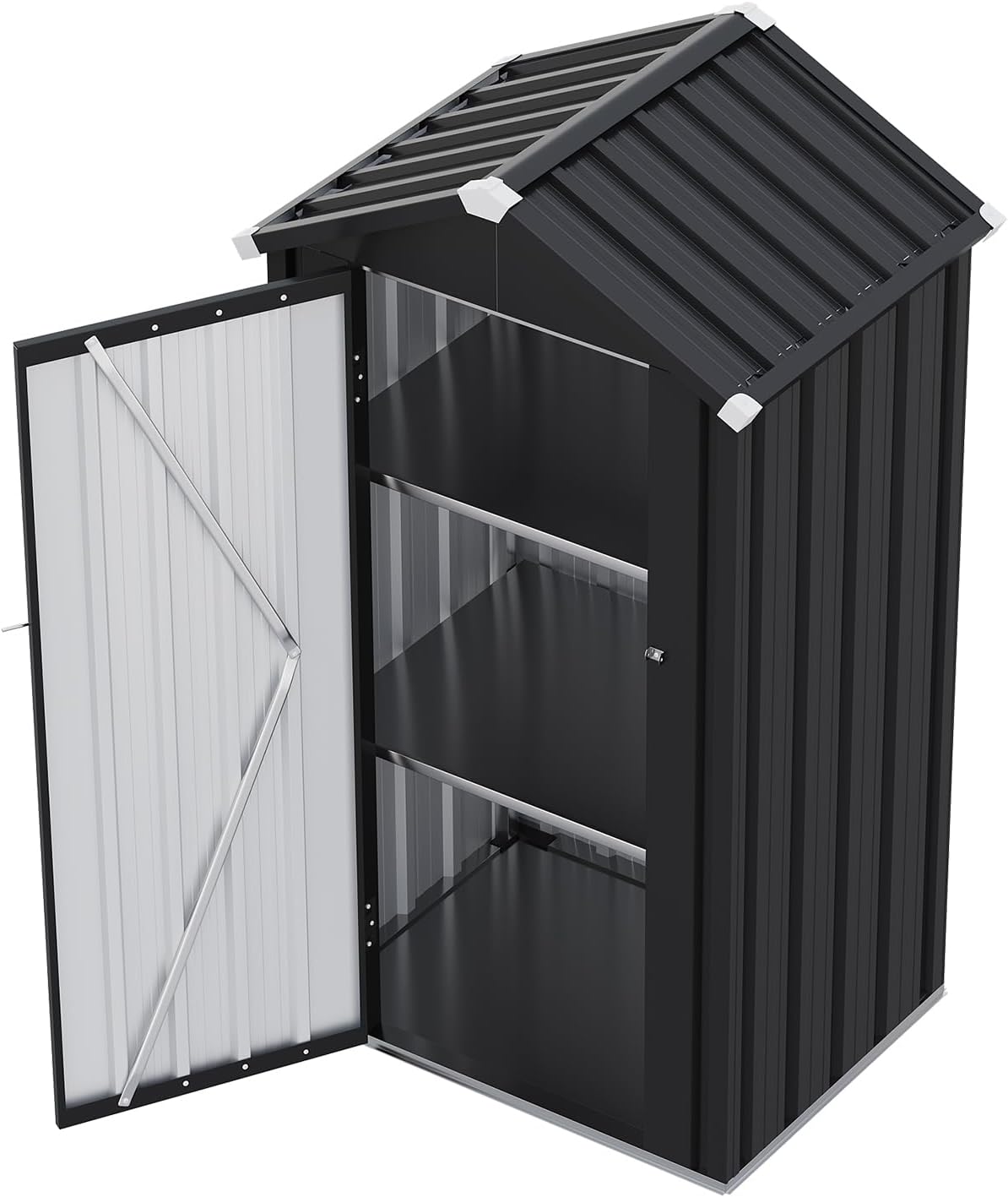 Aoxun Outdoor Storage Shed, 3' x 5' Galvanized Metal Shed with Air Vent and Sliding Door, Tool Storage, Bike Shed, Garden Tool Storage Shed, for Patio, Lawn