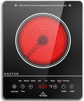 Noxton Double Ceramic Hob, Double Electric Hob Portable 30cm with 4-Hour Timer, 9 Power up to 2800W, Safety Lock, for All Type Pot