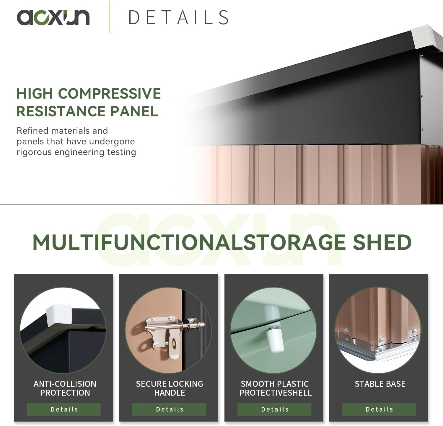 Aoxun Outdoor Storage Shed, 3' x 5' Galvanized Metal Shed with Air Vent and Sliding Door, Tool Storage, Bike Shed, Garden Tool Storage Shed, for Patio, Lawn