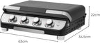 4 Burner Gas BBQ Plancha Grill 10kw Output Power with Detachable Trolley - Gas Bottle Regulator - Cover