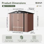 Aoxun Outdoor Storage Shed, 3' x 5' Galvanized Metal Shed with Air Vent and Sliding Door, Tool Storage, Bike Shed, Garden Tool Storage Shed, for Patio, Lawn