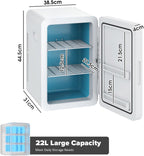 Mini Fridge 22L/30 Cans Portable Cooler & Warmer Mini Fridge for Bedrooms with Adjustable Shelves, AC+12V DC Small Fridges for Office, Car, Travel,Home, Skincare, Drinks & Cosmetics (Black)