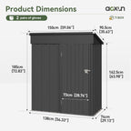 Aoxun Outdoor Storage Shed, 3' x 5' Galvanized Metal Shed with Air Vent and Sliding Door, Tool Storage, Bike Shed, Garden Tool Storage Shed, for Patio, Lawn