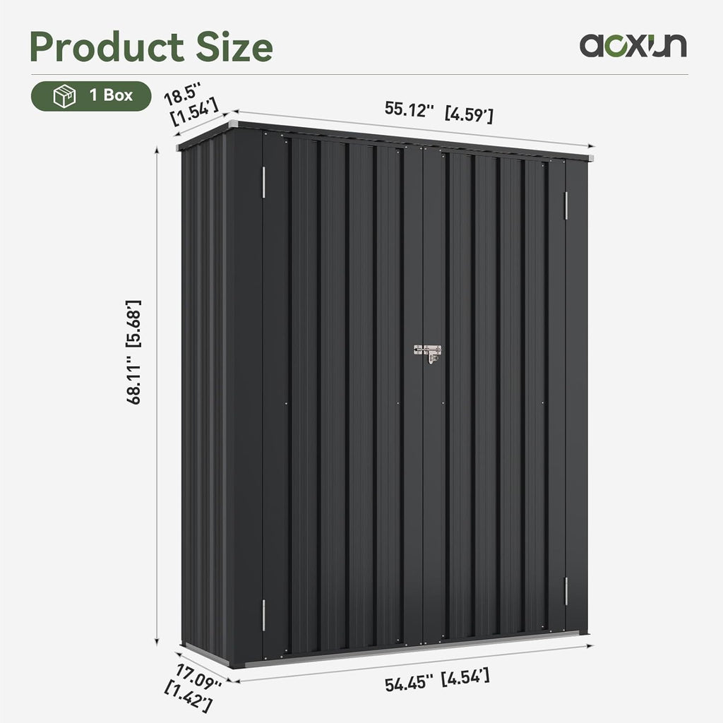 Aoxun Outdoor Storage Shed, 3' x 5' Galvanized Metal Shed with Air Vent and Sliding Door, Tool Storage, Bike Shed, Garden Tool Storage Shed, for Patio, Lawn
