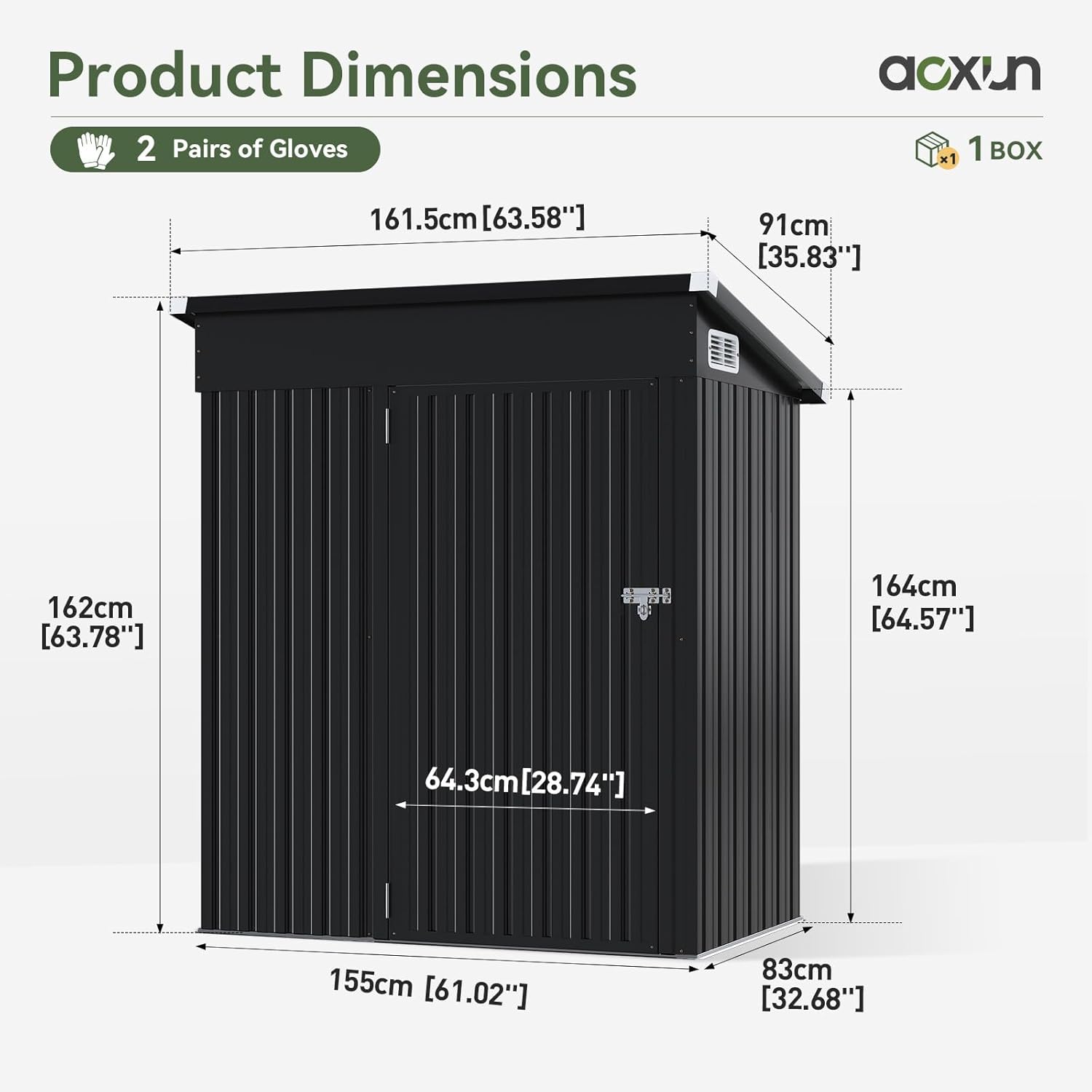 Aoxun Outdoor Storage Shed, 3' x 5' Galvanized Metal Shed with Air Vent and Sliding Door, Tool Storage, Bike Shed, Garden Tool Storage Shed, for Patio, Lawn
