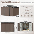 Aoxun Outdoor Storage Shed, 3' x 5' Galvanized Metal Shed with Air Vent and Sliding Door, Tool Storage, Bike Shed, Garden Tool Storage Shed, for Patio, Lawn