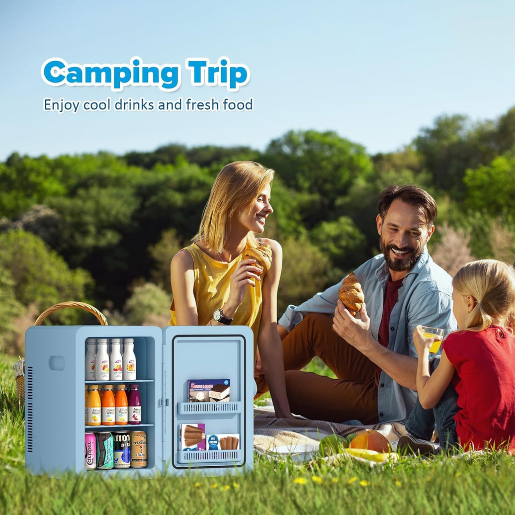 Mini Fridge 22L/30 Cans Portable Cooler & Warmer Mini Fridge for Bedrooms with Adjustable Shelves, AC+12V DC Small Fridges for Office, Car, Travel,Home, Skincare, Drinks & Cosmetics (Black)