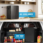 Mini Fridge 22L/30 Cans Portable Cooler & Warmer Mini Fridge for Bedrooms with Adjustable Shelves, AC+12V DC Small Fridges for Office, Car, Travel,Home, Skincare, Drinks & Cosmetics (Black)