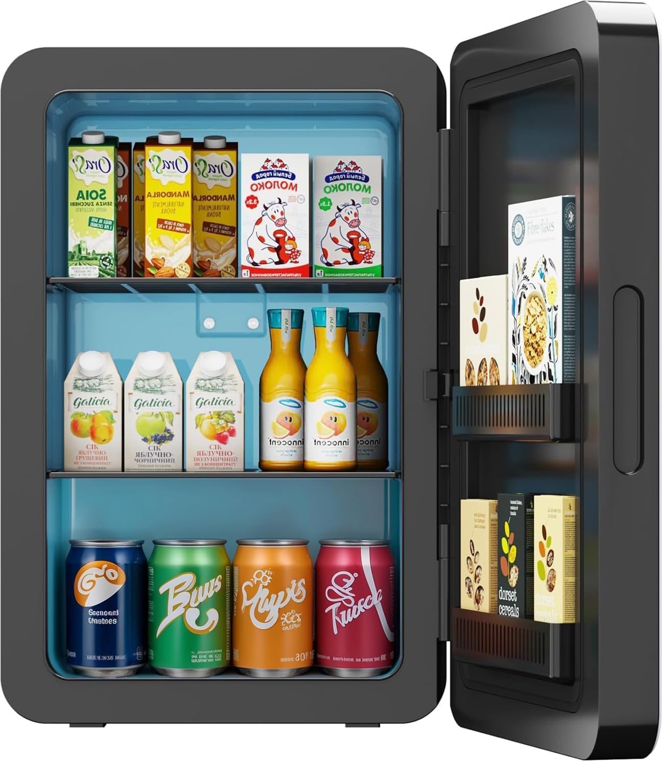 Mini Fridge 22L/30 Cans Portable Cooler & Warmer Mini Fridge for Bedrooms with Adjustable Shelves, AC+12V DC Small Fridges for Office, Car, Travel,Home, Skincare, Drinks & Cosmetics (Black)