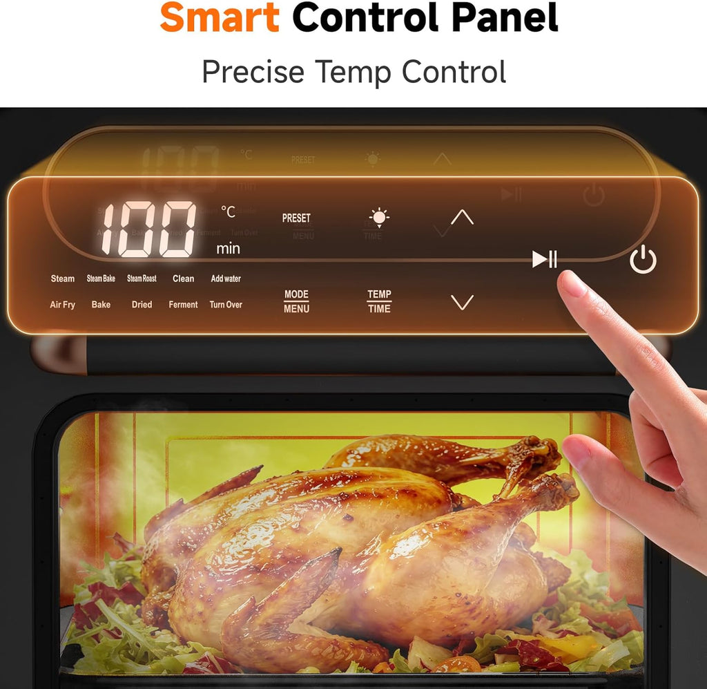 OUNIN Steam Oven 18L, 11-in-1 Air Fryer Oven with Steam Infusion, Dual Cook, Bake, Roast, Dehydrate & Self-Cleaning, 360° Even Heating, Easy to Use, Stainless Steel Inner, Space-saving Design