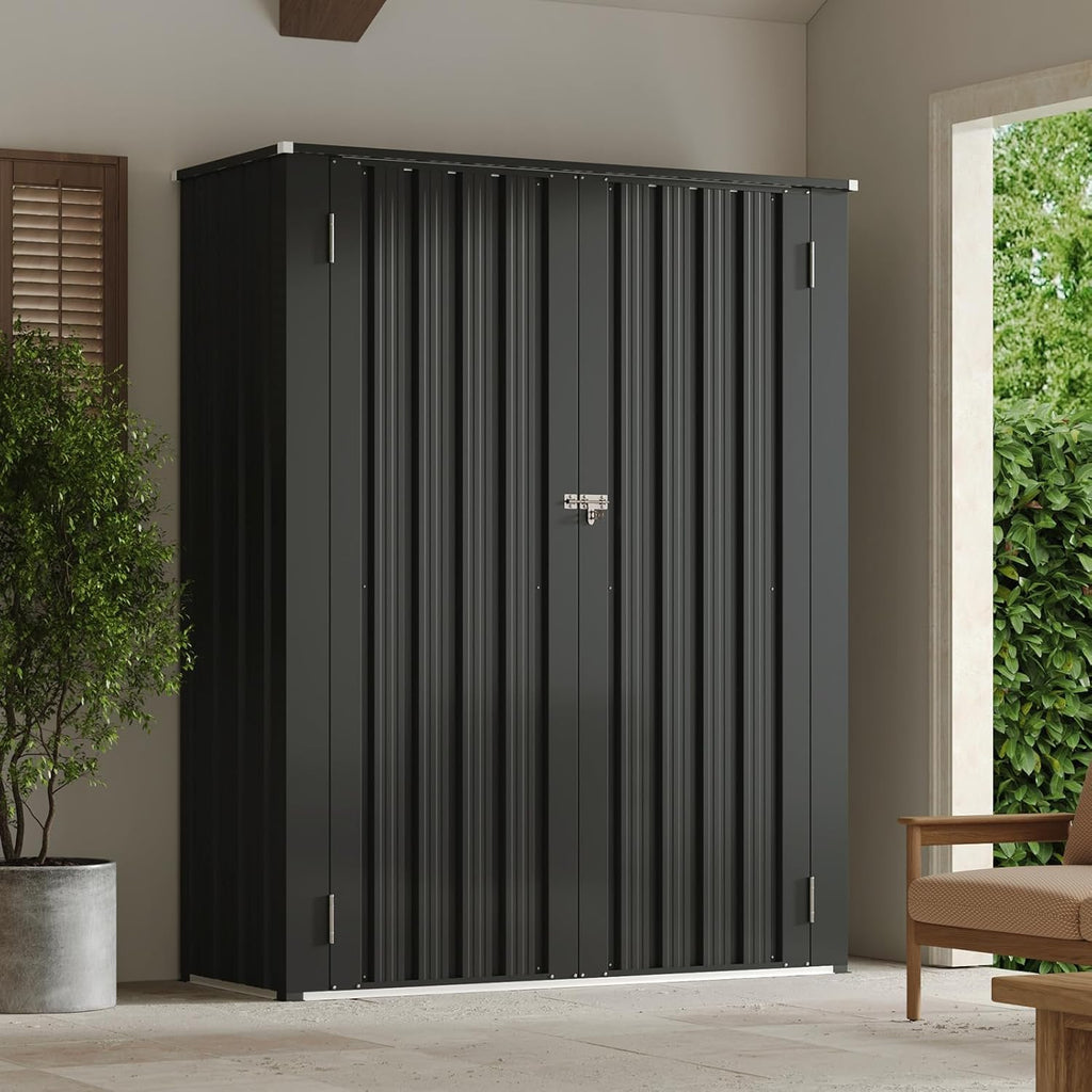 Aoxun Outdoor Storage Shed, 3' x 5' Galvanized Metal Shed with Air Vent and Sliding Door, Tool Storage, Bike Shed, Garden Tool Storage Shed, for Patio, Lawn