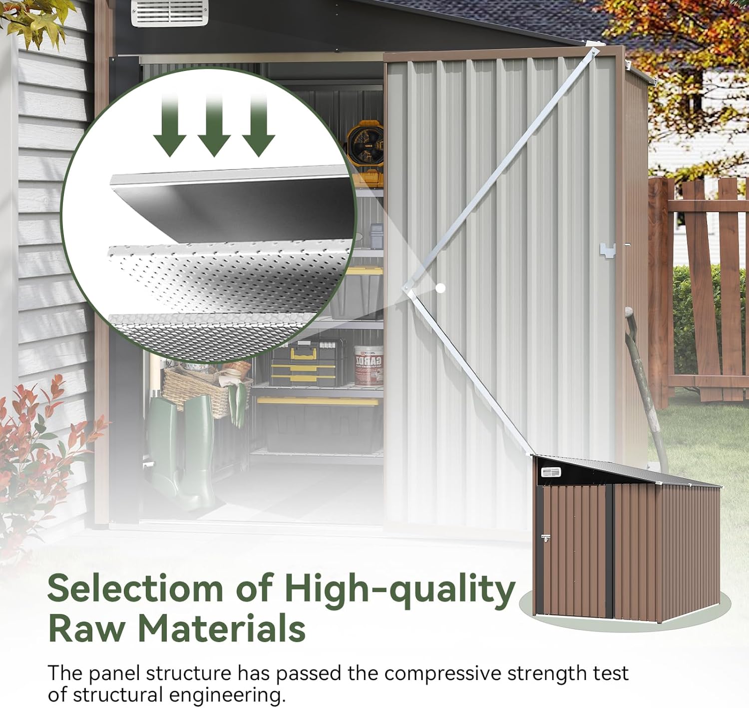 Aoxun Outdoor Storage Shed, 3' x 5' Galvanized Metal Shed with Air Vent and Sliding Door, Tool Storage, Bike Shed, Garden Tool Storage Shed, for Patio, Lawn