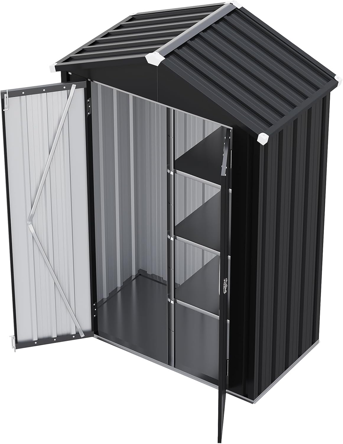 Aoxun Outdoor Storage Shed, 3' x 5' Galvanized Metal Shed with Air Vent and Sliding Door, Tool Storage, Bike Shed, Garden Tool Storage Shed, for Patio, Lawn