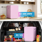 Mini Fridge 22L/30 Cans Portable Cooler & Warmer Mini Fridge for Bedrooms with Adjustable Shelves, AC+12V DC Small Fridges for Office, Car, Travel,Home, Skincare, Drinks & Cosmetics (Black)