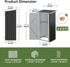 Aoxun Outdoor Storage Shed, 3' x 5' Galvanized Metal Shed with Air Vent and Sliding Door, Tool Storage, Bike Shed, Garden Tool Storage Shed, for Patio, Lawn