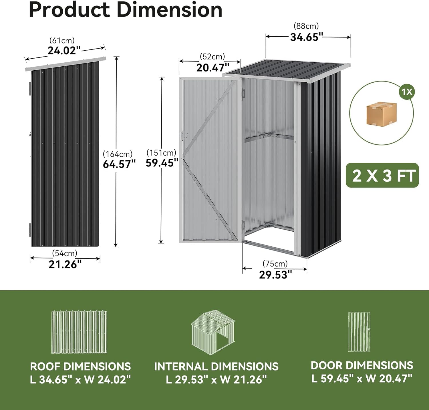 Aoxun Outdoor Storage Shed, 3' x 5' Galvanized Metal Shed with Air Vent and Sliding Door, Tool Storage, Bike Shed, Garden Tool Storage Shed, for Patio, Lawn