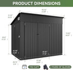 Aoxun Outdoor Storage Shed, 3' x 5' Galvanized Metal Shed with Air Vent and Sliding Door, Tool Storage, Bike Shed, Garden Tool Storage Shed, for Patio, Lawn