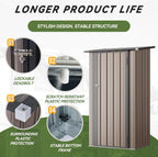 Aoxun Outdoor Storage Shed, 3' x 5' Galvanized Metal Shed with Air Vent and Sliding Door, Tool Storage, Bike Shed, Garden Tool Storage Shed, for Patio, Lawn