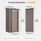 Aoxun Outdoor Storage Shed, 3' x 5' Galvanized Metal Shed with Air Vent and Sliding Door, Tool Storage, Bike Shed, Garden Tool Storage Shed, for Patio, Lawn