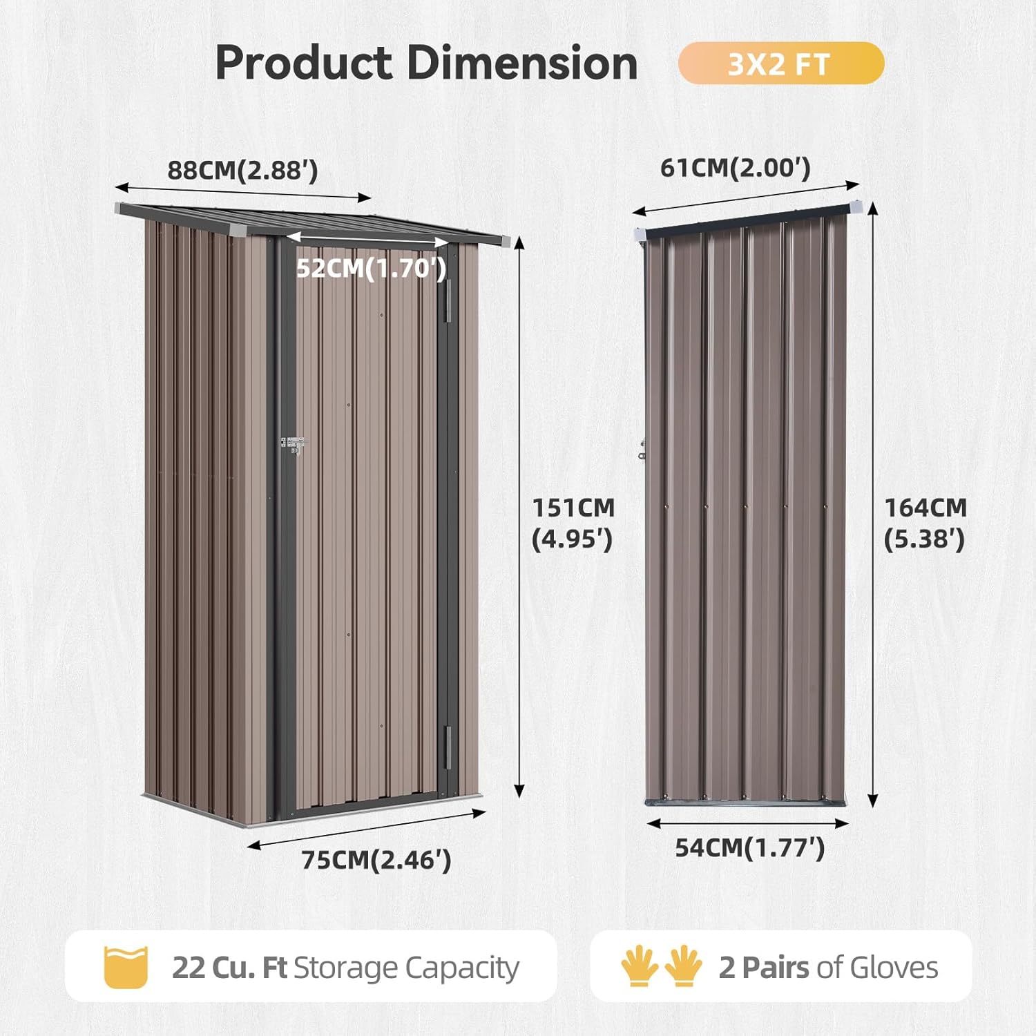 Aoxun Outdoor Storage Shed, 3' x 5' Galvanized Metal Shed with Air Vent and Sliding Door, Tool Storage, Bike Shed, Garden Tool Storage Shed, for Patio, Lawn