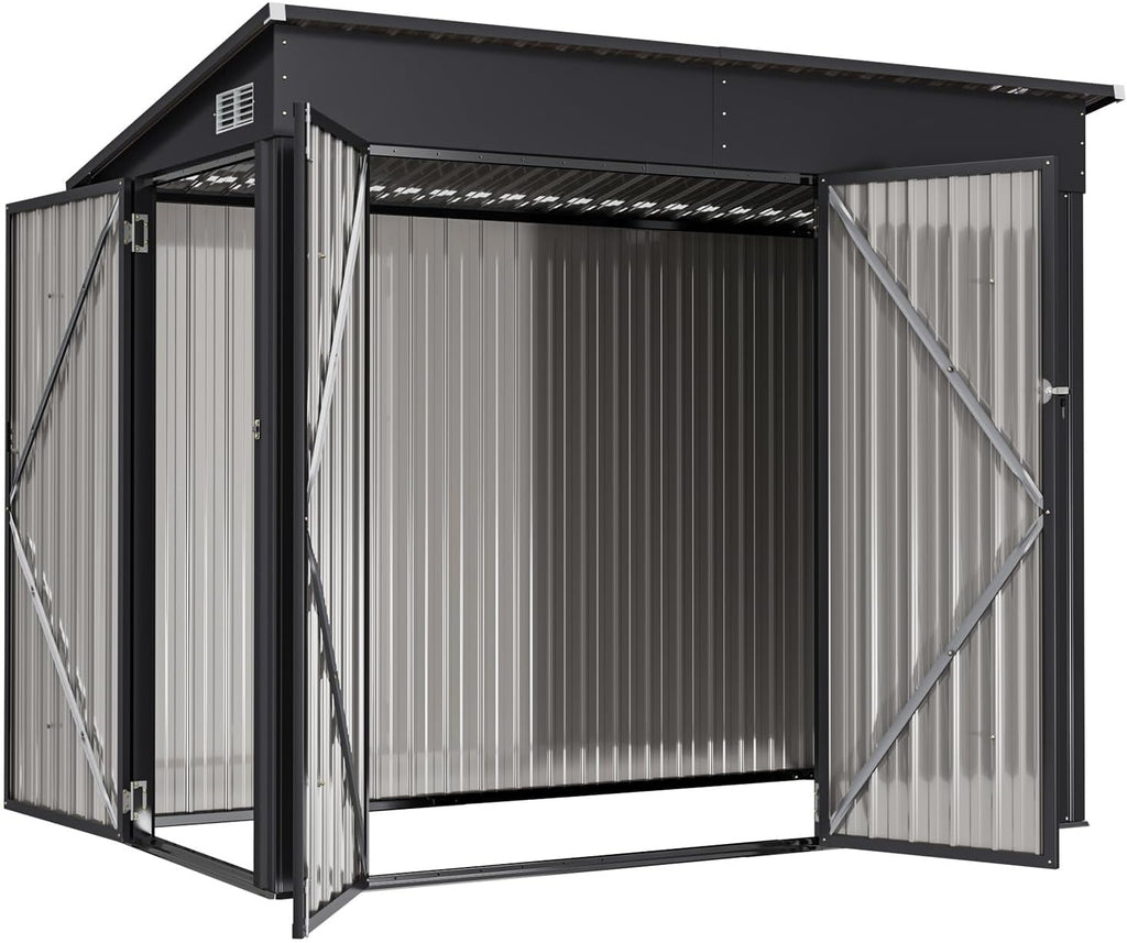 Aoxun Outdoor Storage Shed, 3' x 5' Galvanized Metal Shed with Air Vent and Sliding Door, Tool Storage, Bike Shed, Garden Tool Storage Shed, for Patio, Lawn
