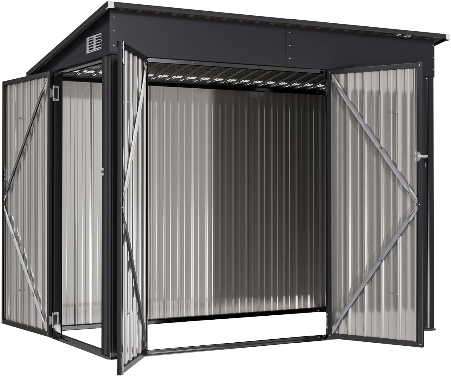 Aoxun Outdoor Storage Shed, 3' x 5' Galvanized Metal Shed with Air Vent and Sliding Door, Tool Storage, Bike Shed, Garden Tool Storage Shed, for Patio, Lawn