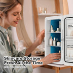 Mini Fridge 22L/30 Cans Portable Cooler & Warmer Mini Fridge for Bedrooms with Adjustable Shelves, AC+12V DC Small Fridges for Office, Car, Travel,Home, Skincare, Drinks & Cosmetics (Black)