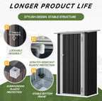 Aoxun Outdoor Storage Shed, 3' x 5' Galvanized Metal Shed with Air Vent and Sliding Door, Tool Storage, Bike Shed, Garden Tool Storage Shed, for Patio, Lawn