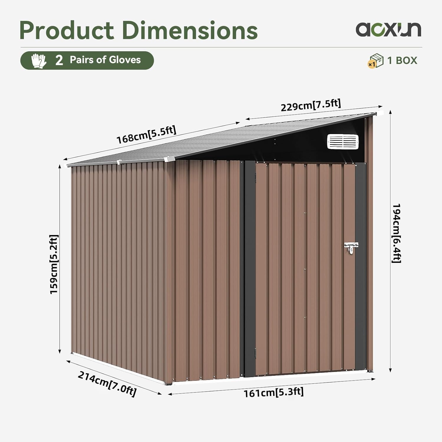Aoxun Outdoor Storage Shed, 3' x 5' Galvanized Metal Shed with Air Vent and Sliding Door, Tool Storage, Bike Shed, Garden Tool Storage Shed, for Patio, Lawn