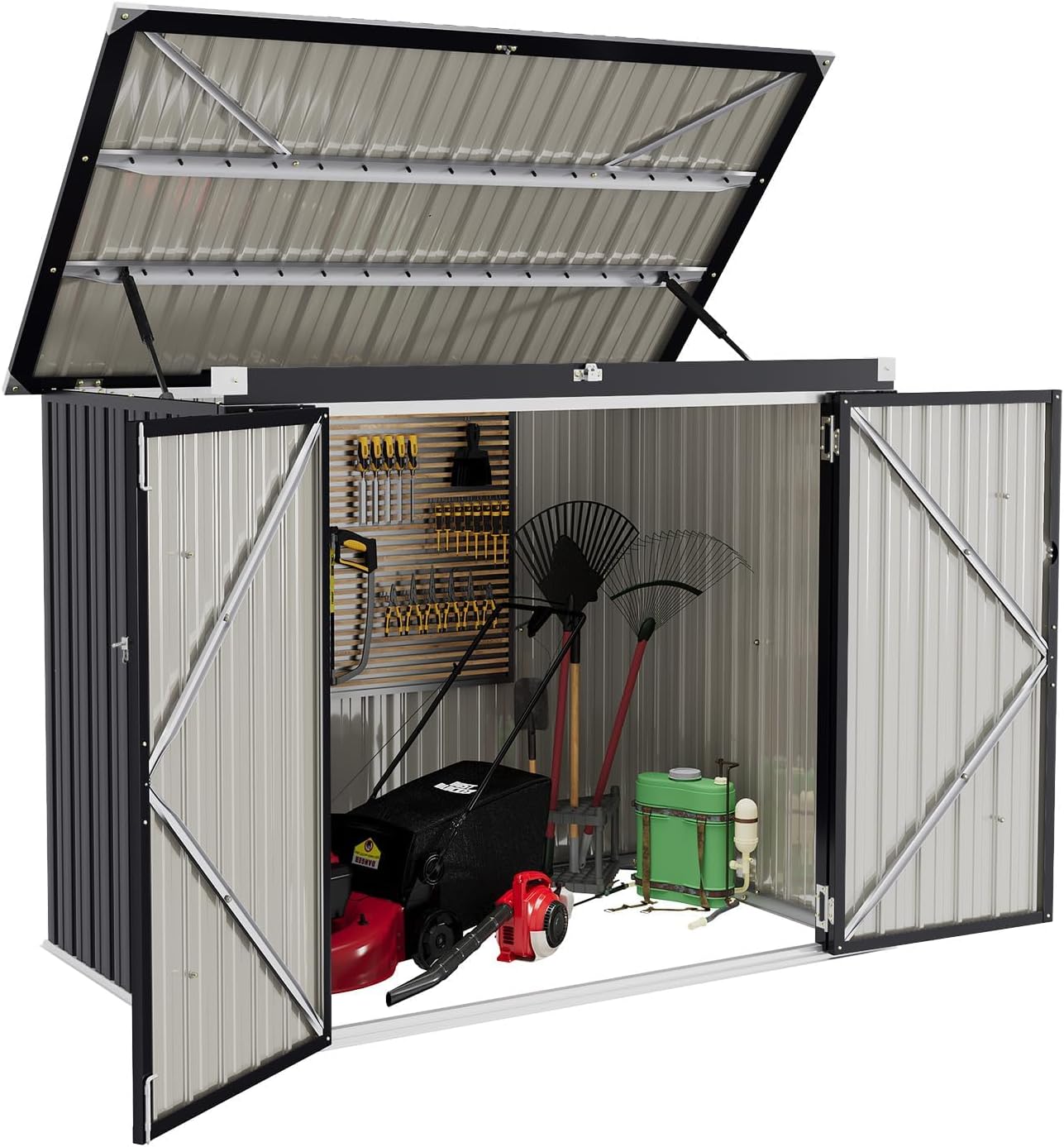 Aoxun Outdoor Storage Shed, 3' x 5' Galvanized Metal Shed with Air Vent and Sliding Door, Tool Storage, Bike Shed, Garden Tool Storage Shed, for Patio, Lawn