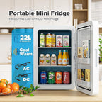 Mini Fridge 22L/30 Cans Portable Cooler & Warmer Mini Fridge for Bedrooms with Adjustable Shelves, AC+12V DC Small Fridges for Office, Car, Travel,Home, Skincare, Drinks & Cosmetics (Black)