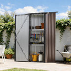 Aoxun Outdoor Storage Shed, 3' x 5' Galvanized Metal Shed with Air Vent and Sliding Door, Tool Storage, Bike Shed, Garden Tool Storage Shed, for Patio, Lawn