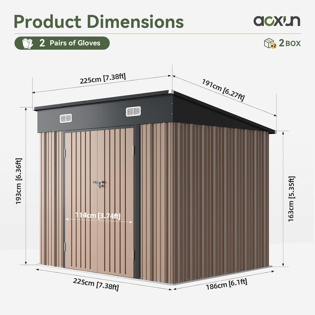Aoxun Outdoor Storage Shed, 3' x 5' Galvanized Metal Shed with Air Vent and Sliding Door, Tool Storage, Bike Shed, Garden Tool Storage Shed, for Patio, Lawn