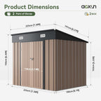 Aoxun Outdoor Storage Shed, 3' x 5' Galvanized Metal Shed with Air Vent and Sliding Door, Tool Storage, Bike Shed, Garden Tool Storage Shed, for Patio, Lawn