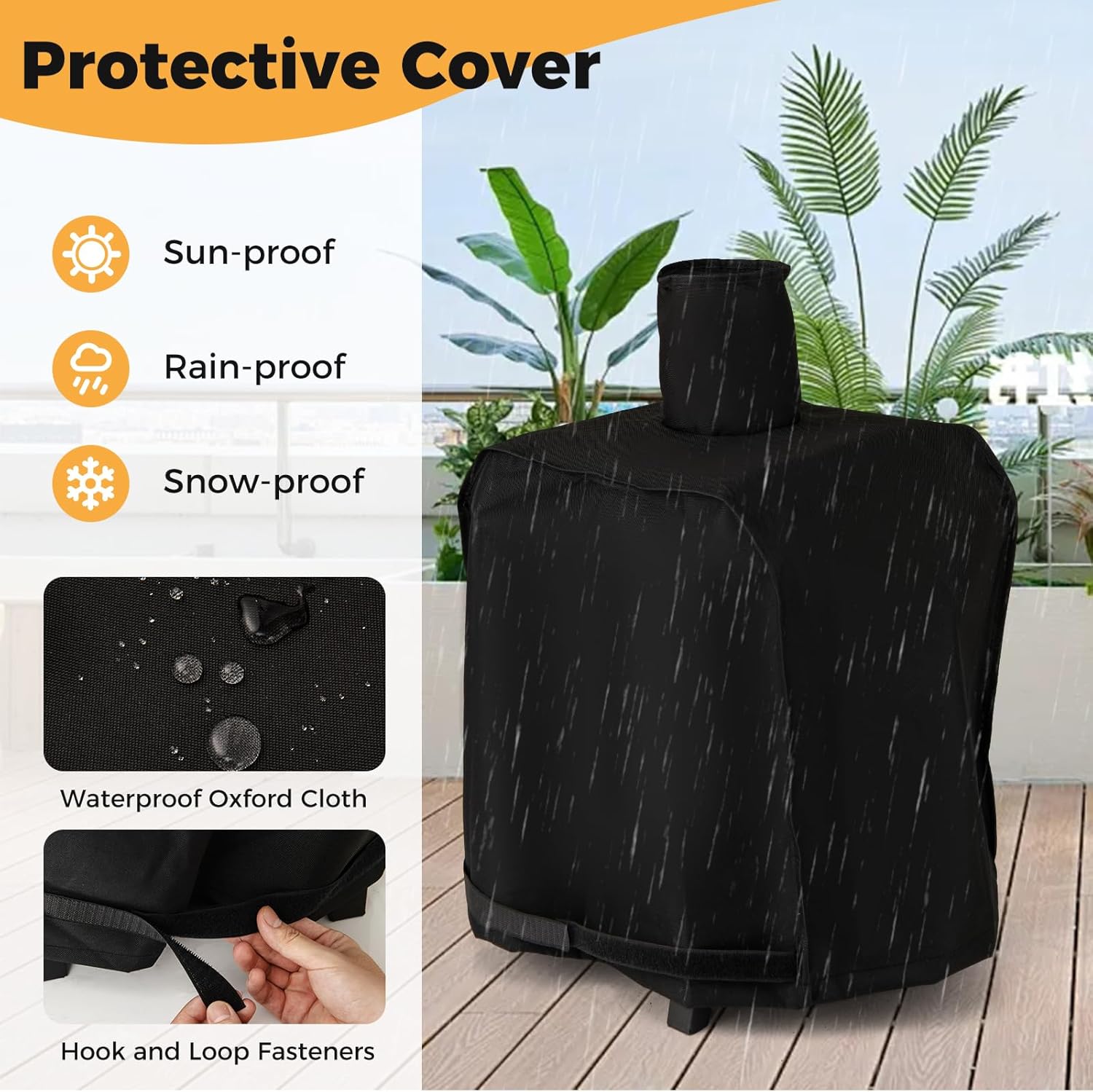 COSTWAY Outdoor Pizza Oven, 1/2-Layer Wood Fired Pizza Maker with Waterproof Cover, Anti-scalding Handles, Pizza Stone & Pizza Peel, Outside Pizza Cooker (54 x 31 x 72 cm, 2-Layer, 1 Grill)