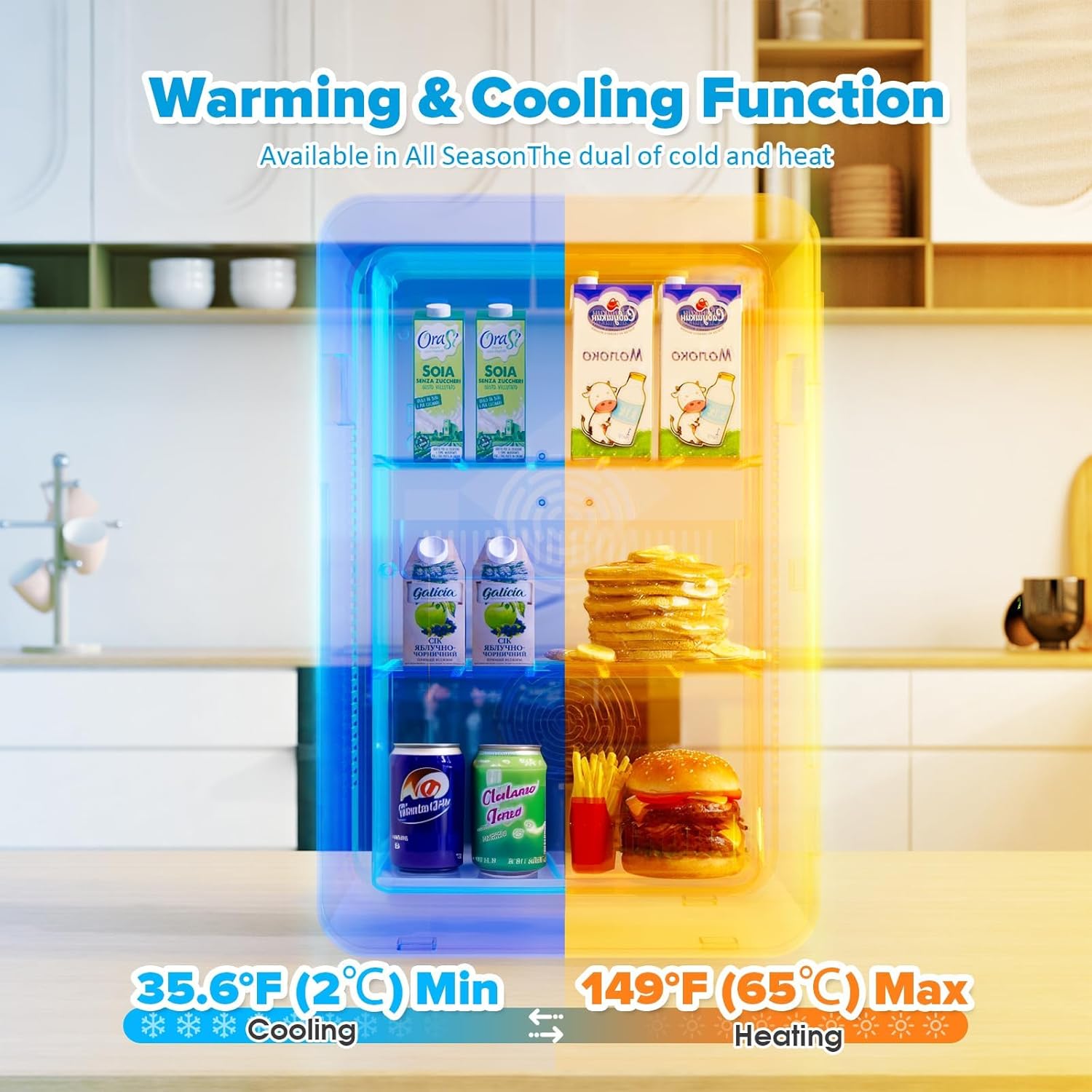 Mini Fridge 22L/30 Cans Portable Cooler & Warmer Mini Fridge for Bedrooms with Adjustable Shelves, AC+12V DC Small Fridges for Office, Car, Travel,Home, Skincare, Drinks & Cosmetics (Black)