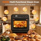 OUNIN Steam Oven 18L, 11-in-1 Air Fryer Oven with Steam Infusion, Dual Cook, Bake, Roast, Dehydrate & Self-Cleaning, 360° Even Heating, Easy to Use, Stainless Steel Inner, Space-saving Design