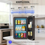 Mini Fridge 22L/30 Cans Portable Cooler & Warmer Mini Fridge for Bedrooms with Adjustable Shelves, AC+12V DC Small Fridges for Office, Car, Travel,Home, Skincare, Drinks & Cosmetics (Black)