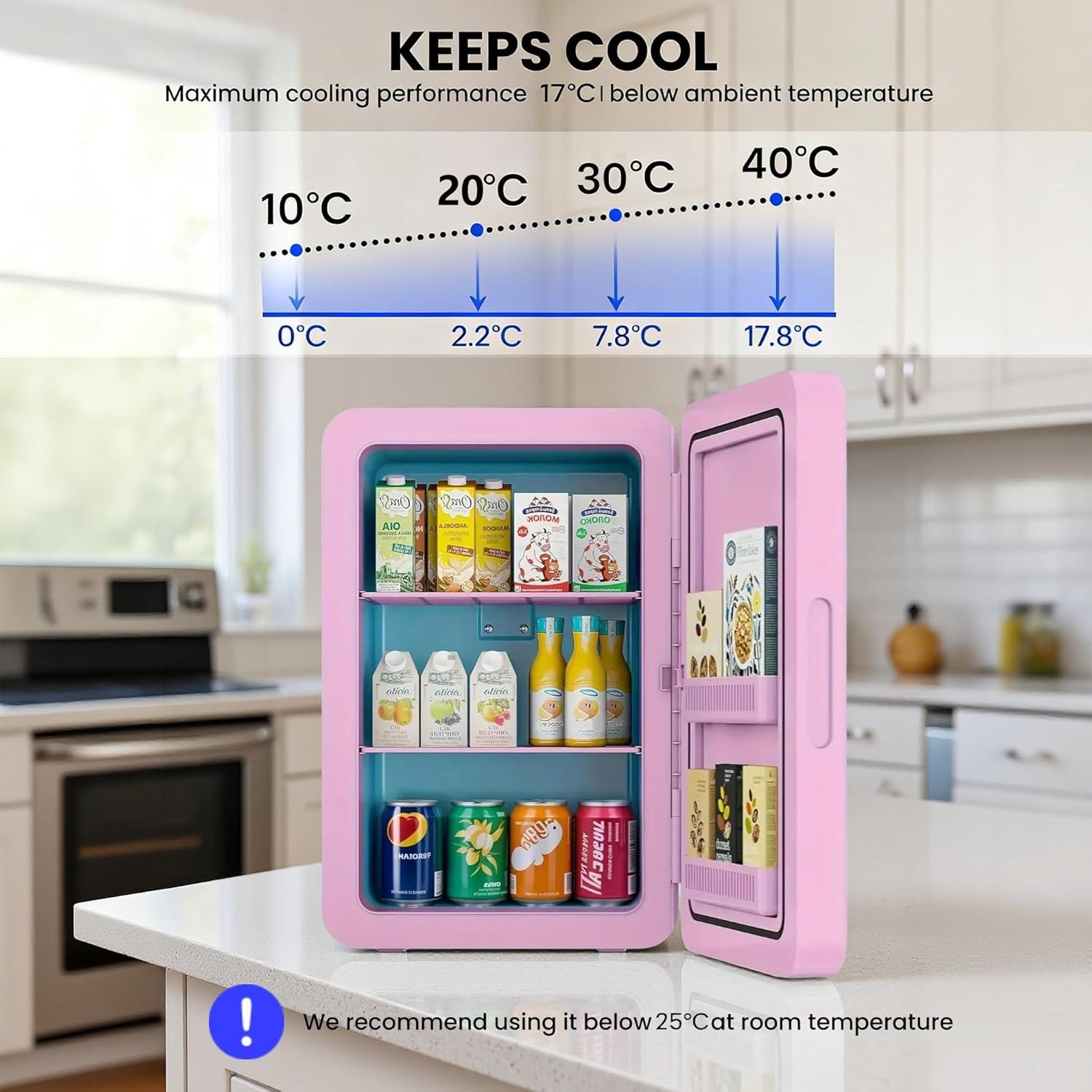 Mini Fridge 22L/30 Cans Portable Cooler & Warmer Mini Fridge for Bedrooms with Adjustable Shelves, AC+12V DC Small Fridges for Office, Car, Travel,Home, Skincare, Drinks & Cosmetics (Black)