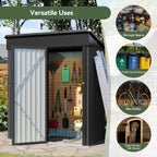 Aoxun Outdoor Storage Shed, 3' x 5' Galvanized Metal Shed with Air Vent and Sliding Door, Tool Storage, Bike Shed, Garden Tool Storage Shed, for Patio, Lawn