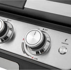 4 Burner Gas BBQ Plancha Grill 10kw Output Power with Detachable Trolley - Gas Bottle Regulator - Cover