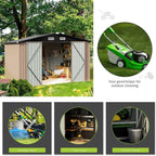 Aoxun Outdoor Storage Shed, 3' x 5' Galvanized Metal Shed with Air Vent and Sliding Door, Tool Storage, Bike Shed, Garden Tool Storage Shed, for Patio, Lawn