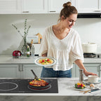 Noxton Double Ceramic Hob, Double Electric Hob Portable 30cm with 4-Hour Timer, 9 Power up to 2800W, Safety Lock, for All Type Pot