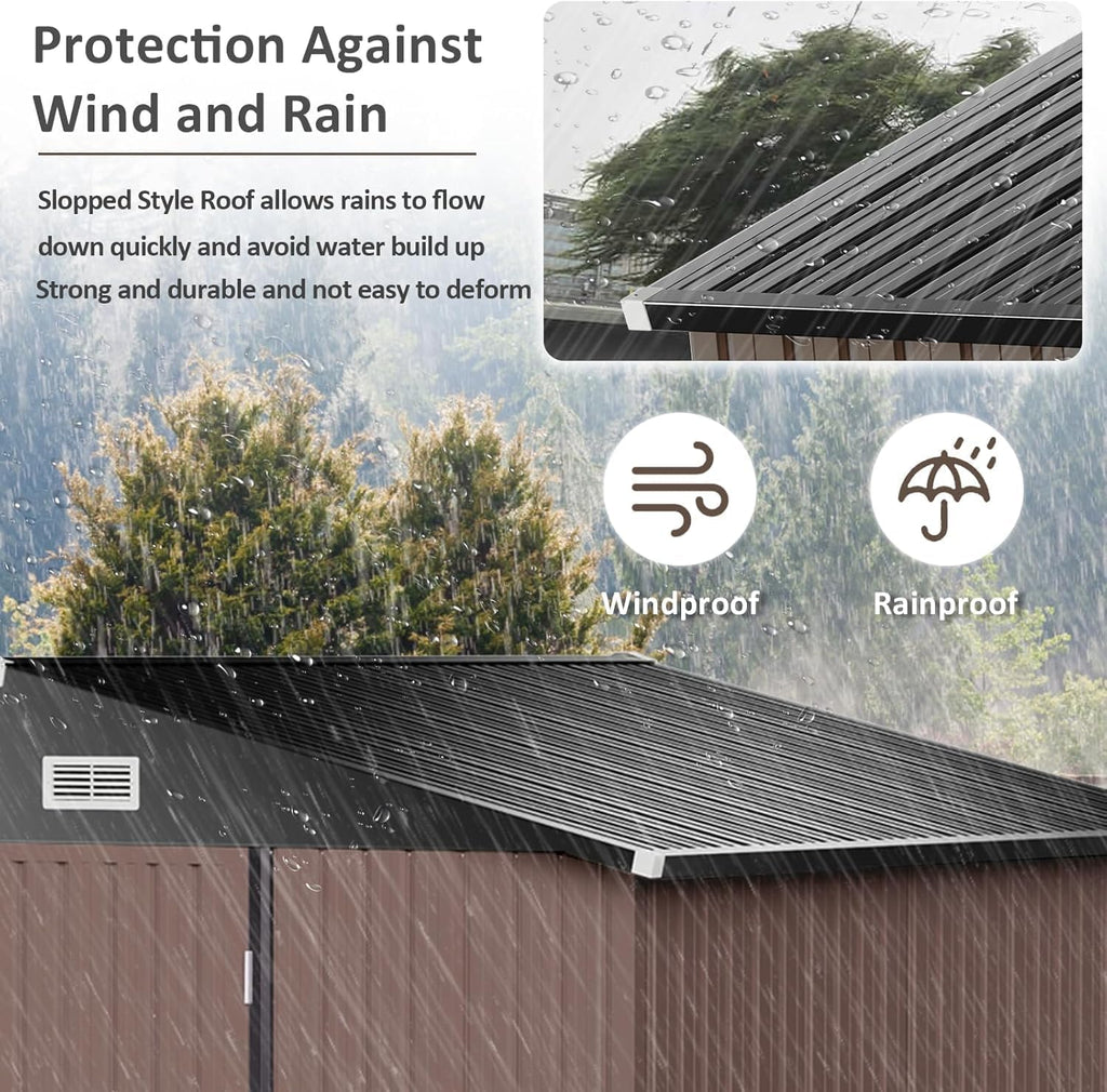 Aoxun Outdoor Storage Shed, 3' x 5' Galvanized Metal Shed with Air Vent and Sliding Door, Tool Storage, Bike Shed, Garden Tool Storage Shed, for Patio, Lawn