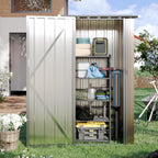 Aoxun Outdoor Storage Shed, 3' x 5' Galvanized Metal Shed with Air Vent and Sliding Door, Tool Storage, Bike Shed, Garden Tool Storage Shed, for Patio, Lawn