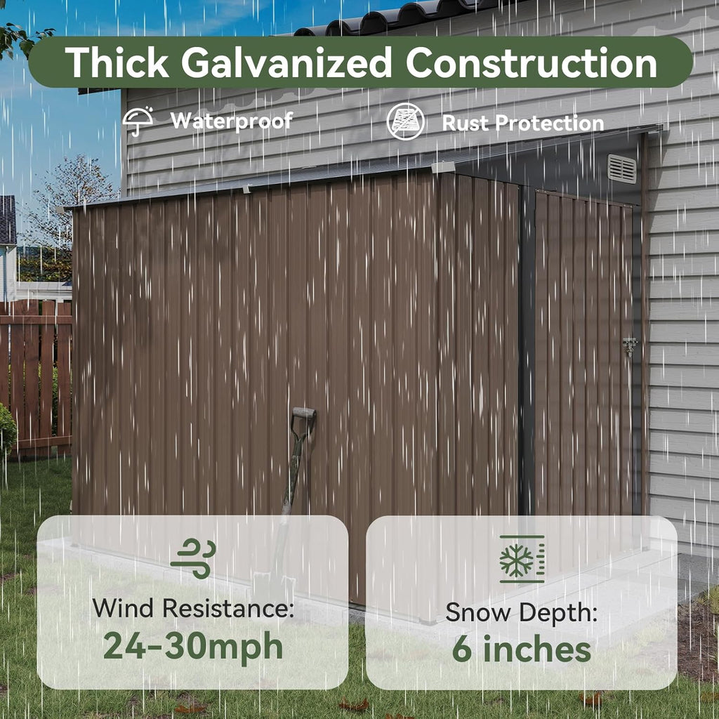 Aoxun Outdoor Storage Shed, 3' x 5' Galvanized Metal Shed with Air Vent and Sliding Door, Tool Storage, Bike Shed, Garden Tool Storage Shed, for Patio, Lawn